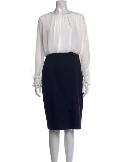 Pre-owned Ted Baker Crew Neck Knee-length Dress In White