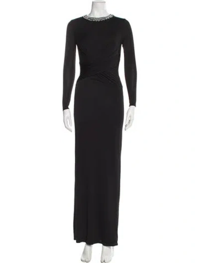Pre-owned Ted Baker Crew Neck Long Dress In Black