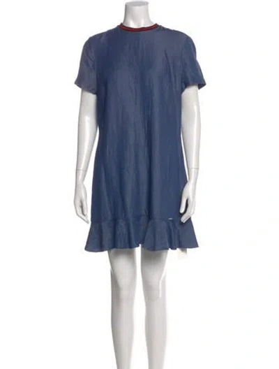 Pre-owned Ted Baker Crew Neck Long Dress In Blue