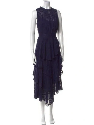Pre-owned Ted Baker Crew Neck Long Dress In Blue