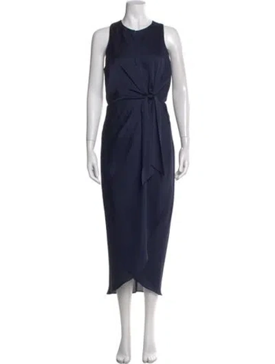 Pre-owned Ted Baker Crew Neck Long Dress In Blue