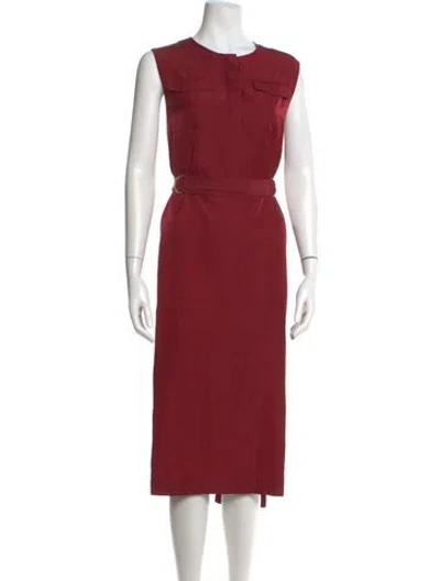 Pre-owned Ted Baker Crew Neck Long Dress In Burgundy