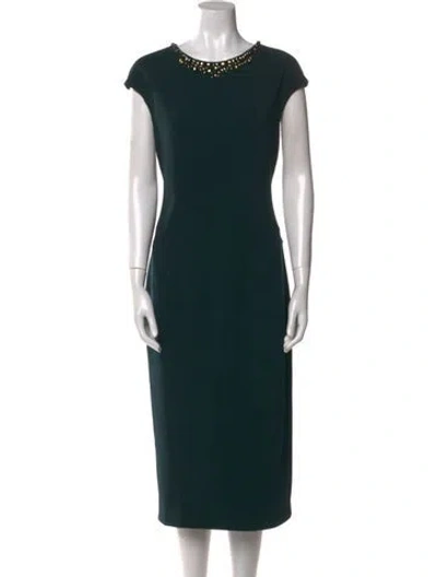 Pre-owned Ted Baker Crew Neck Long Dress In Green