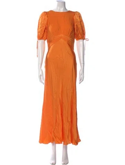 Pre-owned Ted Baker Crew Neck Long Dress In Orange