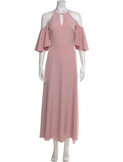Pre-owned Ted Baker Crew Neck Long Dress In Pink