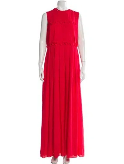Pre-owned Ted Baker Crew Neck Long Dress In Red