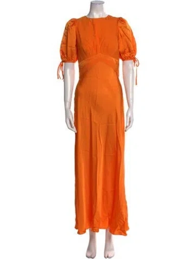 Pre-owned Ted Baker Crew Neck Long Dress W/ Tags In Orange