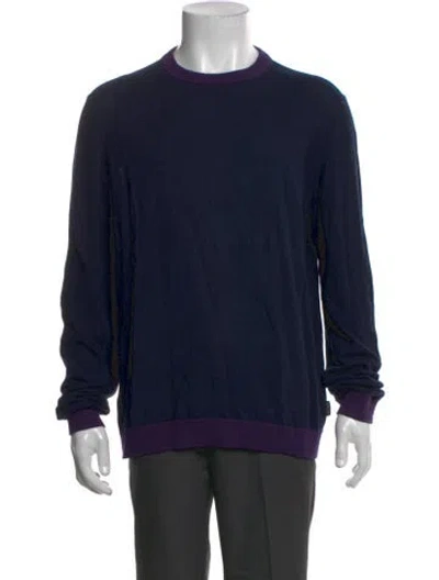 Pre-owned Ted Baker Crew Neck Long Sleeve Pullover In Blue
