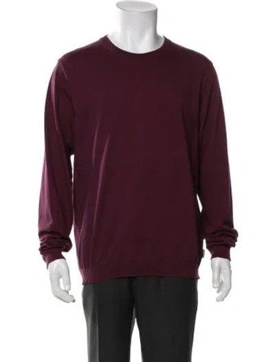 Pre-owned Ted Baker Crew Neck Long Sleeve Pullover In Burgundy