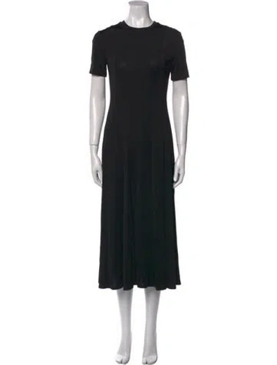 Pre-owned Ted Baker Crew Neck Midi Length Dress In Black