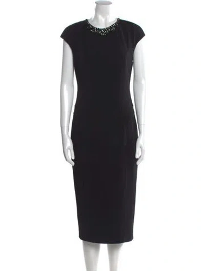 Pre-owned Ted Baker Crew Neck Midi Length Dress In Black