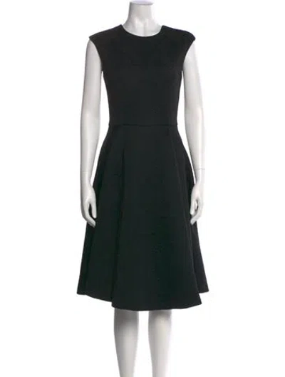 Pre-owned Ted Baker Crew Neck Midi Length Dress In Black
