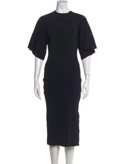 Pre-owned Ted Baker Crew Neck Midi Length Dress In Black