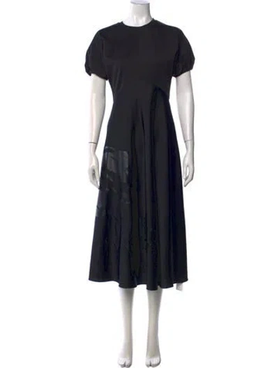 Pre-owned Ted Baker Crew Neck Midi Length Dress In Black