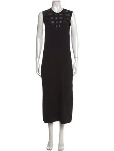 Pre-owned Ted Baker Crew Neck Midi Length Dress In Black