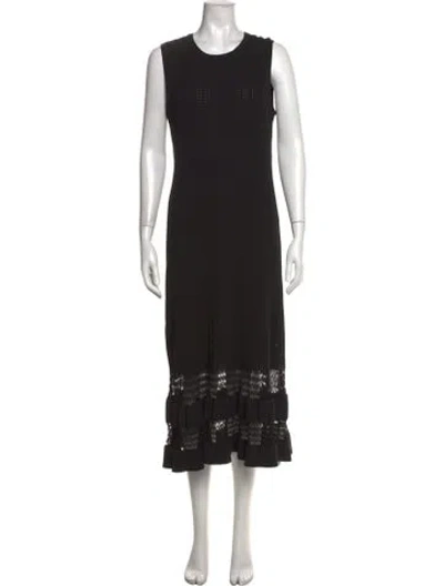 Pre-owned Ted Baker Crew Neck Midi Length Dress In Black