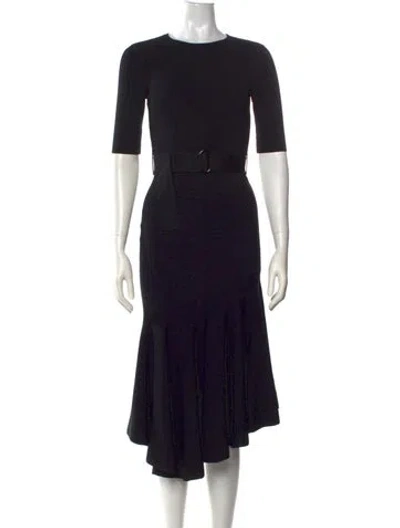 Pre-owned Ted Baker Crew Neck Midi Length Dress In Black