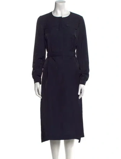 Pre-owned Ted Baker Crew Neck Midi Length Dress In Blue