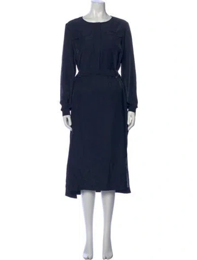 Pre-owned Ted Baker Crew Neck Midi Length Dress In Blue