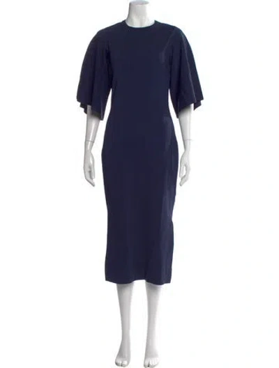 Pre-owned Ted Baker Crew Neck Midi Length Dress In Blue
