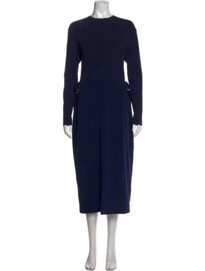 Pre-owned Ted Baker Crew Neck Midi Length Dress In Blue