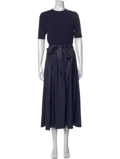 Pre-owned Ted Baker Crew Neck Midi Length Dress In Blue