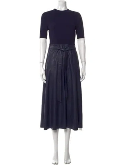 Pre-owned Ted Baker Crew Neck Midi Length Dress In Blue