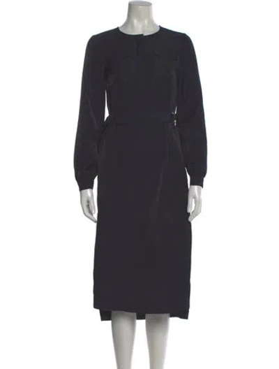 Pre-owned Ted Baker Crew Neck Midi Length Dress In Gray