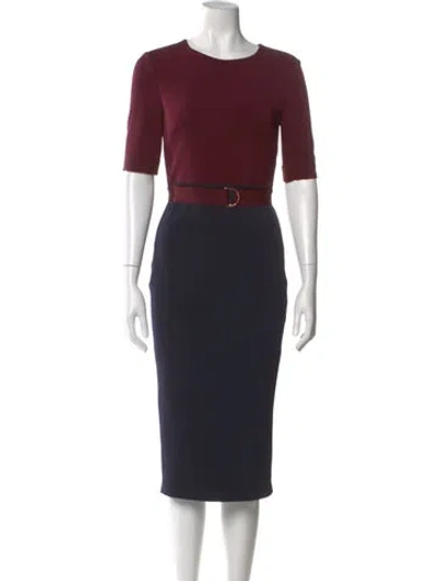 Pre-owned Ted Baker Crew Neck Midi Length Dress In Multi