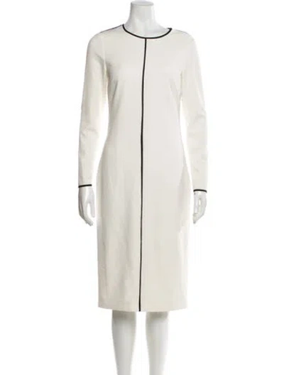 Pre-owned Ted Baker Crew Neck Midi Length Dress In Neutral