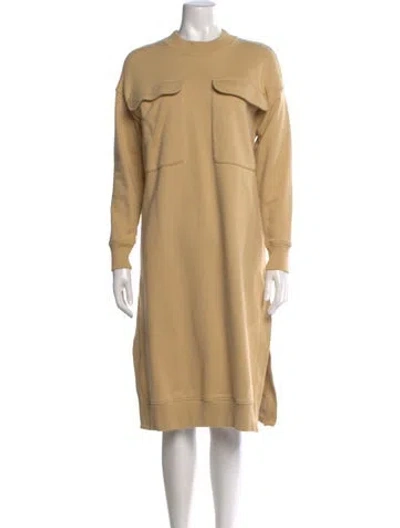 Pre-owned Ted Baker Crew Neck Midi Length Dress In Neutrals
