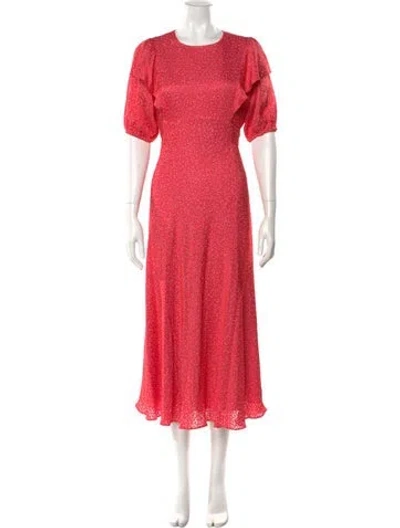 Pre-owned Ted Baker Crew Neck Midi Length Dress In Pink
