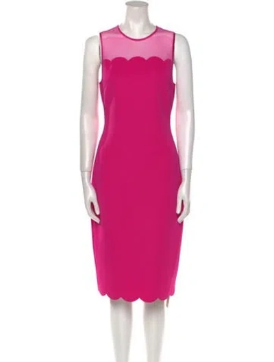 Pre-owned Ted Baker Crew Neck Midi Length Dress In Pink