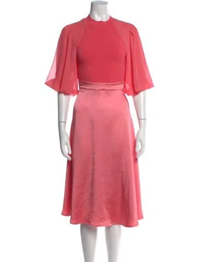 Pre-owned Ted Baker Crew Neck Midi Length Dress In Pink
