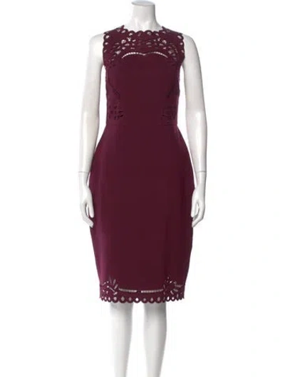 Pre-owned Ted Baker Crew Neck Midi Length Dress In Purple
