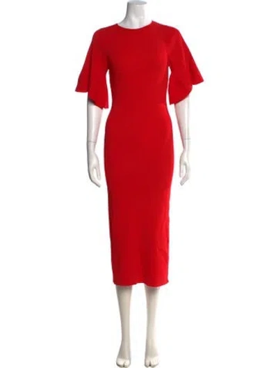 Pre-owned Ted Baker Crew Neck Midi Length Dress In Red