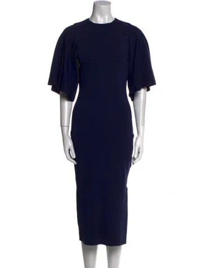 Pre-owned Ted Baker Crew Neck Midi Length Dress W/ Tags In Blue