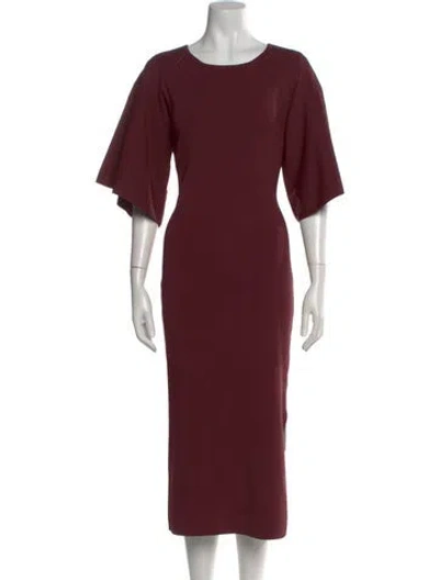 Pre-owned Ted Baker Crew Neck Midi Length Dress W/ Tags In Burgundy