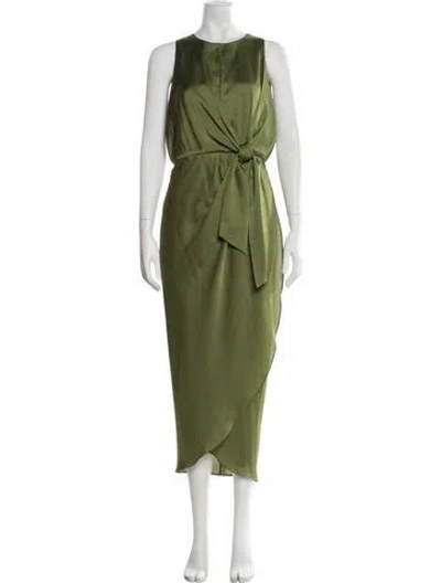 Pre-owned Ted Baker Crew Neck Midi Length Dress W/ Tags In Green