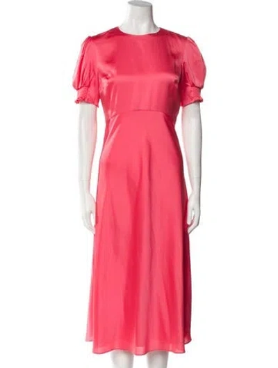 Pre-owned Ted Baker Crew Neck Midi Length Dress W/ Tags In Pink