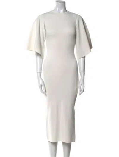 Pre-owned Ted Baker Crew Neck Midi Length Dress In White