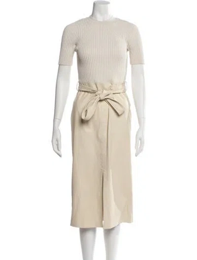 Pre-owned Ted Baker Crew Neck Midi Length Dress In White