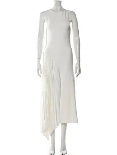 Pre-owned Ted Baker Crew Neck Midi Length Dress In White