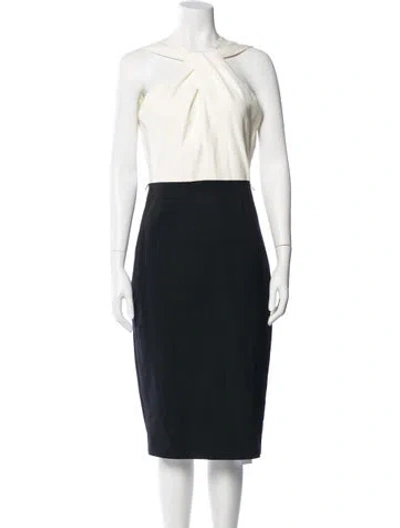 Pre-owned Ted Baker Crew Neck Midi Length Dress In Yellow