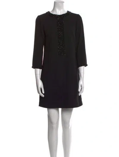 Pre-owned Ted Baker Crew Neck Mini Dress In Black