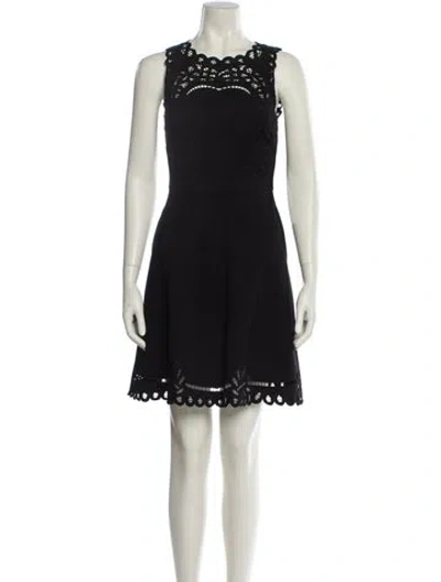 Pre-owned Ted Baker Crew Neck Mini Dress In Black