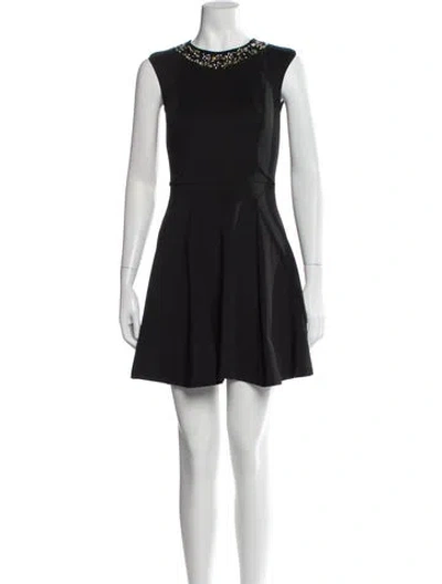 Pre-owned Ted Baker Crew Neck Mini Dress In Black