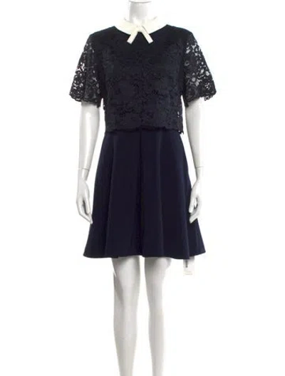 Pre-owned Ted Baker Crew Neck Mini Dress In Blue