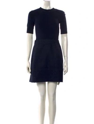 Pre-owned Ted Baker Crew Neck Mini Dress In Blue