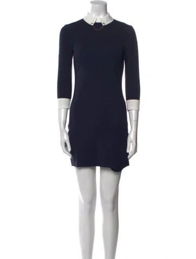 Pre-owned Ted Baker Crew Neck Mini Dress In Blue
